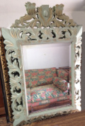 old french carved wooden lion mirror